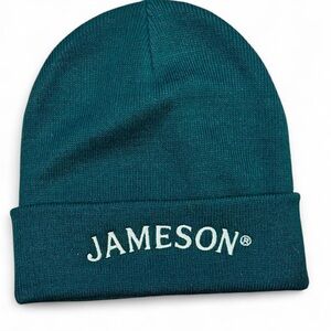 Jameson soft green embroidered fold over beanie